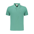 Calvin Klein Verde cotton men's polo shirt with a classic collar and short sleeves, displayed on a neutral background.