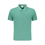 Calvin Klein Verde cotton men's polo shirt with a classic collar and short sleeves, displayed on a neutral background.