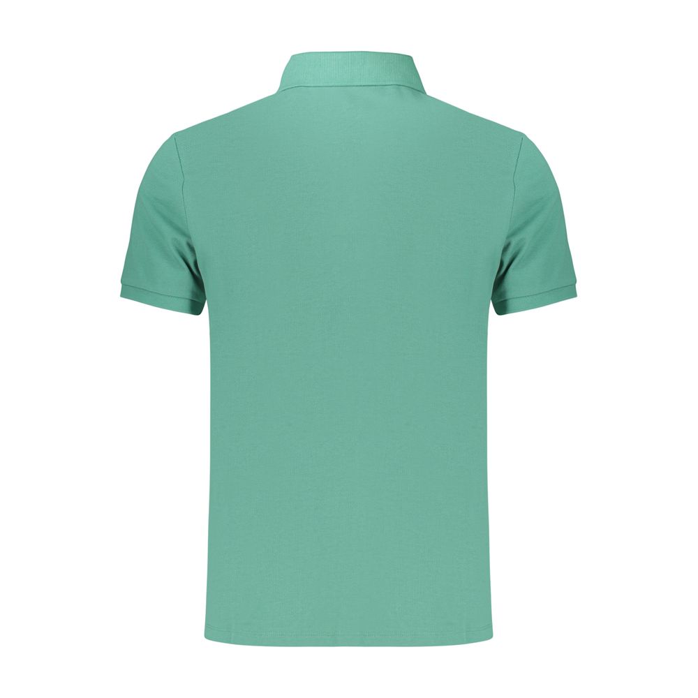 Calvin Klein Verde cotton men's polo shirt featuring a classic collar and short sleeves, displayed on a neutral background.