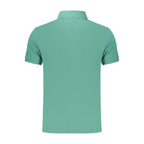 Calvin Klein Verde cotton men's polo shirt featuring a classic collar and short sleeves, displayed on a neutral background.