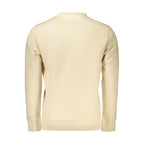 Beige Rifle men's cotton sweatshirt with crew neckline and long sleeves, casual style, fitted on a model.