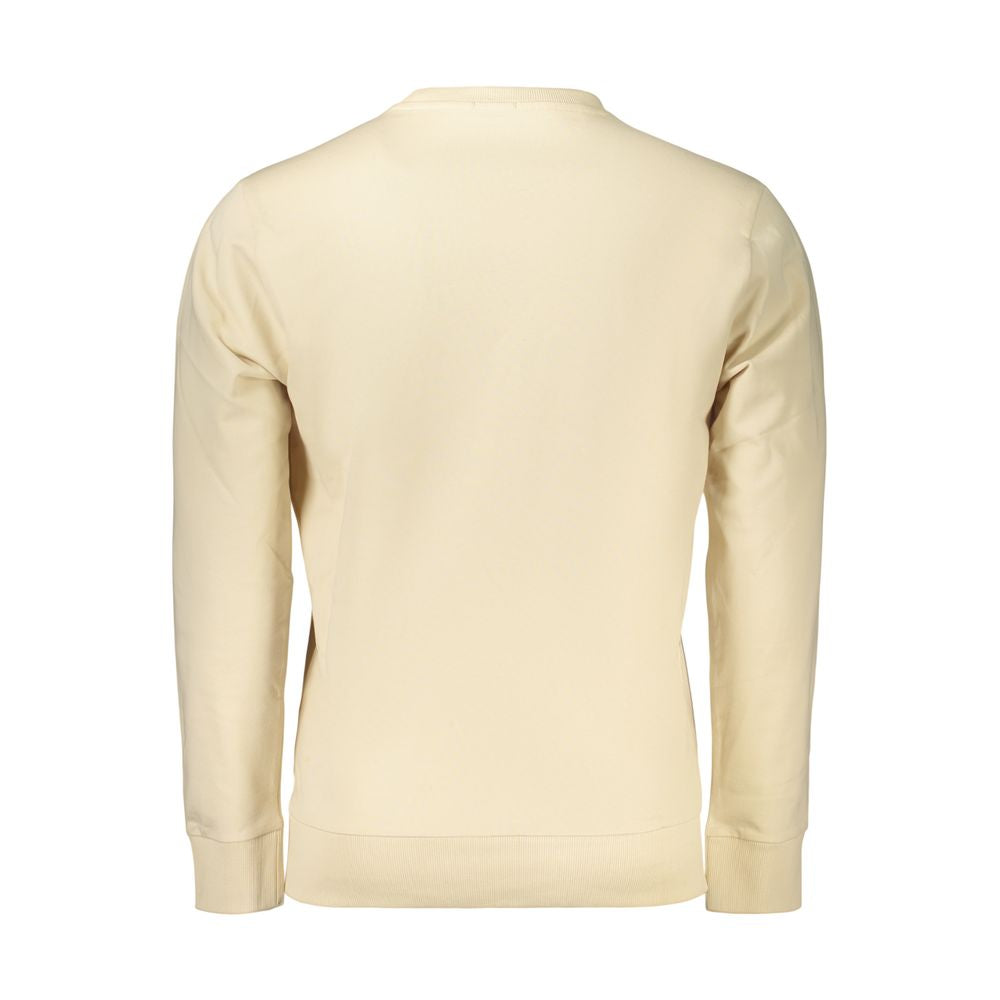Beige Rifle men's cotton sweatshirt with crew neckline and long sleeves, casual style, fitted on a model.
