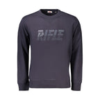 Rifle blue cotton men's sweatshirt with crew neck and long sleeves, casual and comfortable for everyday wear.