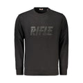 Black cotton men's sweatshirt by Rifle featuring a classic crew neck and minimalist design.