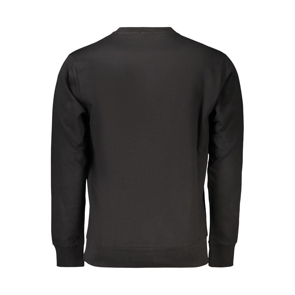 Black cotton men's sweatshirt by Rifle with a classic crewneck design and long sleeves.