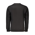 Black cotton men's sweatshirt by Rifle with a classic crewneck design and long sleeves.