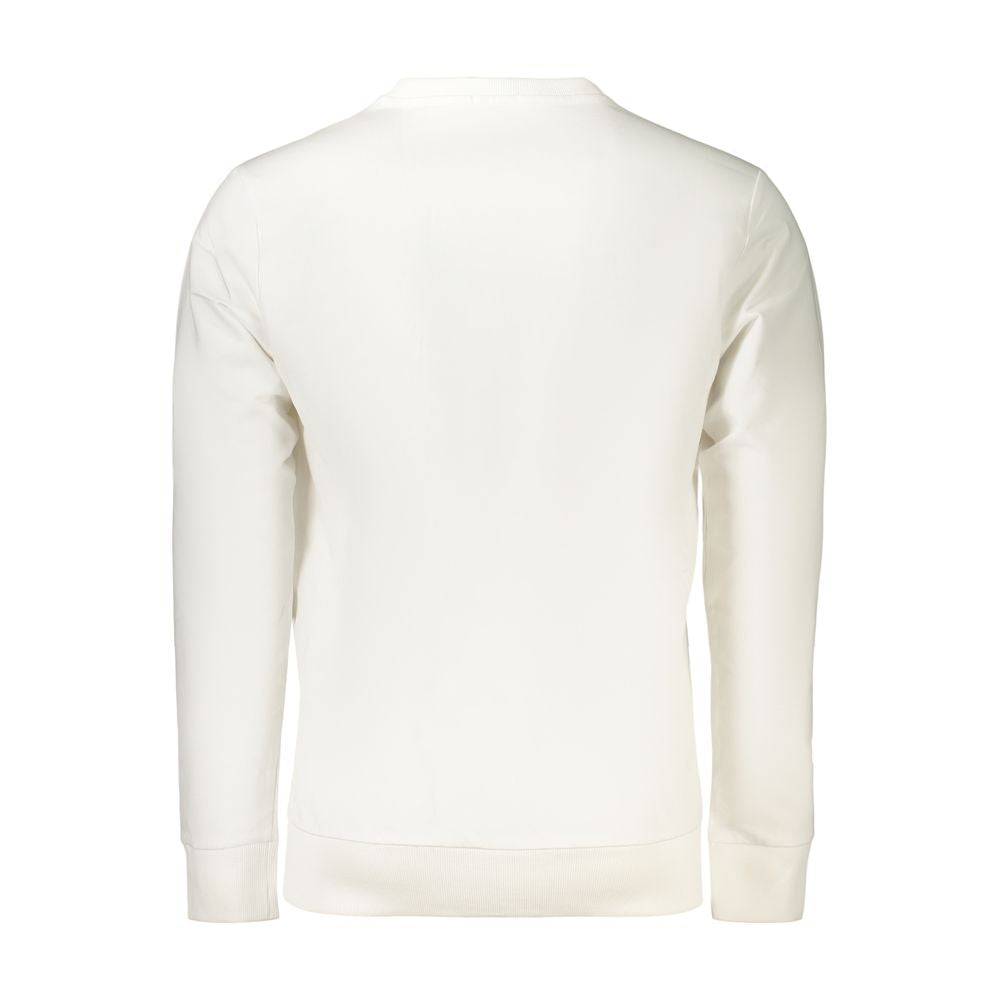 White cotton men's sweatshirt by Rifle featuring a classic fit and ribbed cuffs, displayed on a hanger.