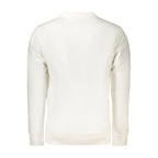 White cotton men's sweatshirt by Rifle featuring a classic fit and ribbed cuffs, displayed on a hanger.