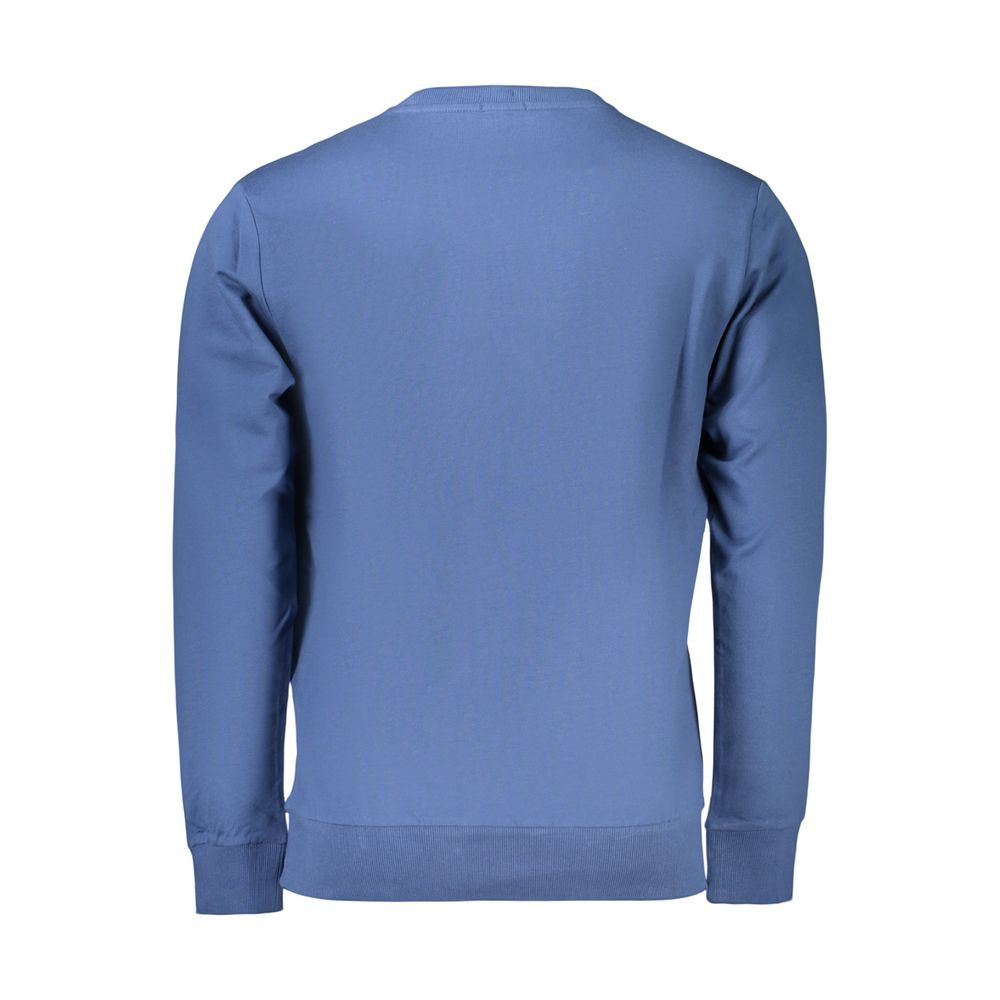 Rifle blue cotton men's sweatshirt with crew neck and long sleeves, casual style, soft fabric, and ribbed cuffs.