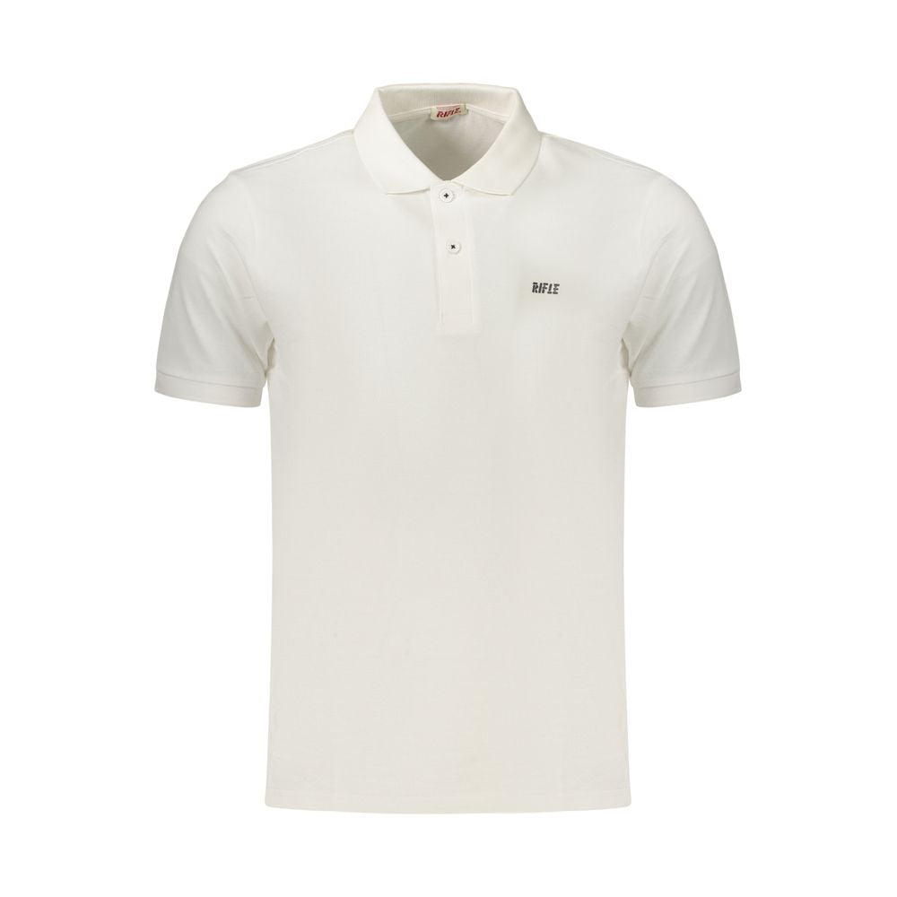 Rifle Bianco Cotton men's polo shirt in white, featuring a classic collar and short sleeves, displayed on a neutral background.
