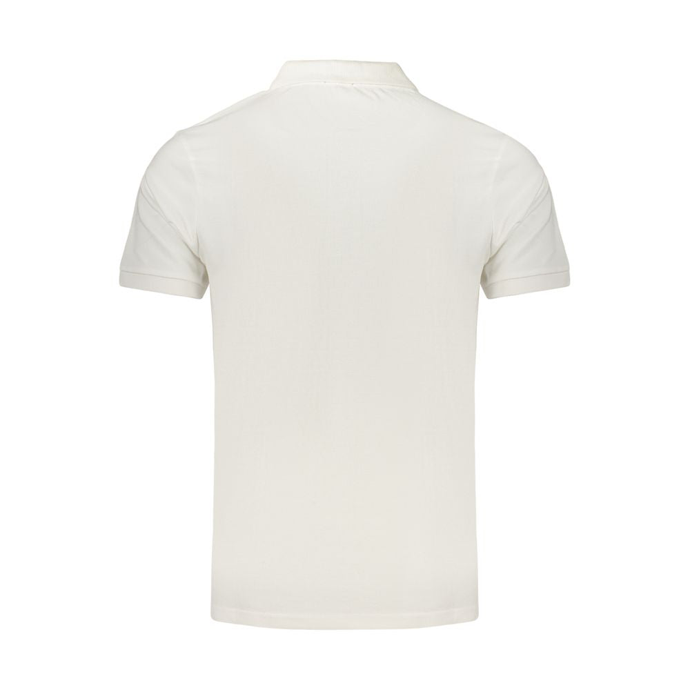 Rifle Bianco Cotton men's polo shirt in white with collar and short sleeves, laid flat showing front design.