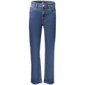 Calvin Klein blue cotton women's jeans, slim fit with classic five-pocket design, displayed on a neutral background.