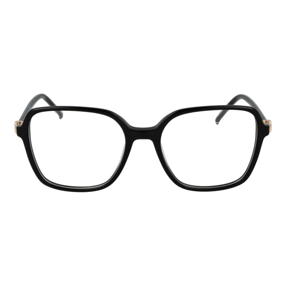 Tommy Hilfiger black acetate glasses frames with clear lenses, stylish and modern eyewear for a sophisticated look.