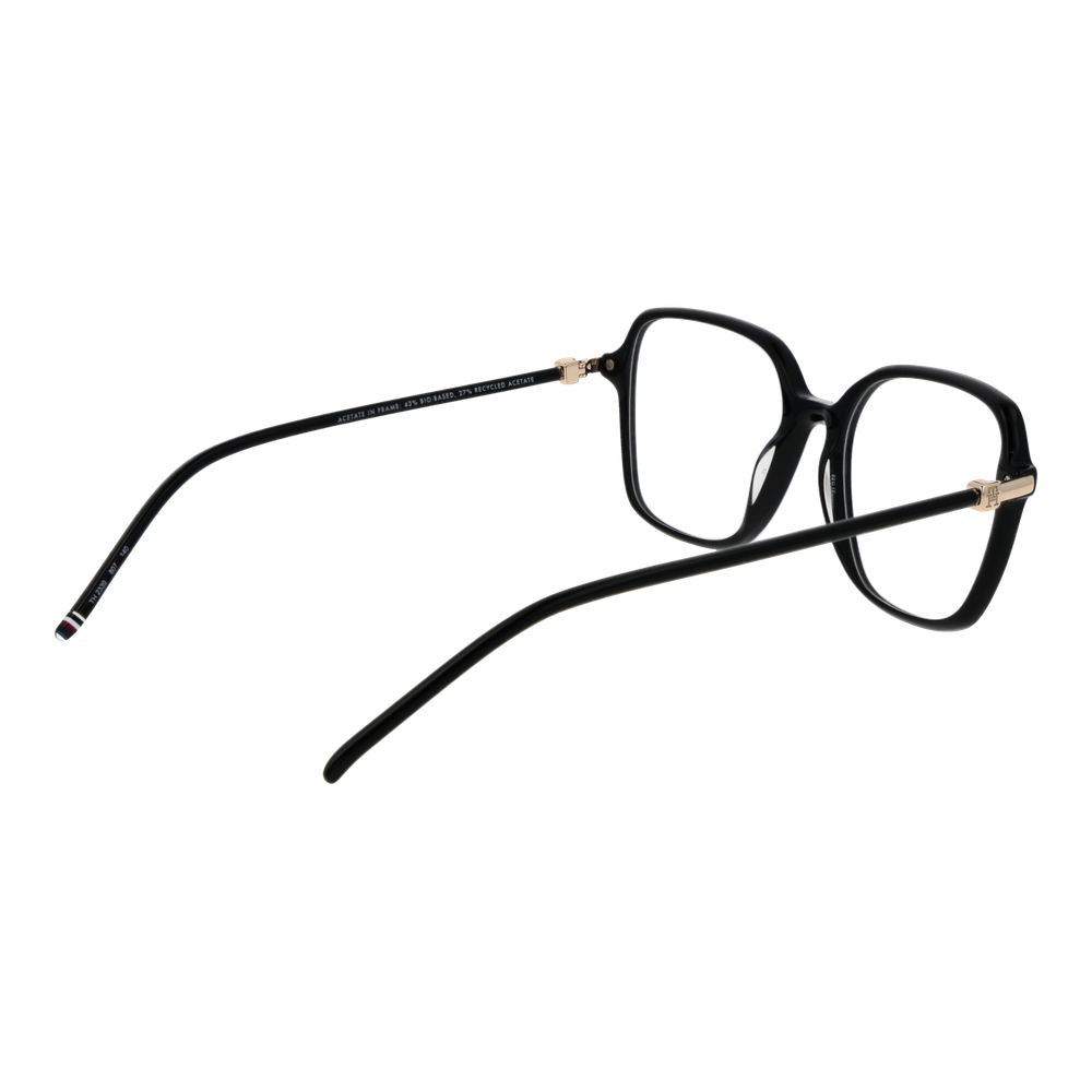 Tommy Hilfiger black acetate glasses frames with clear lenses, stylish eyewear for a modern look.