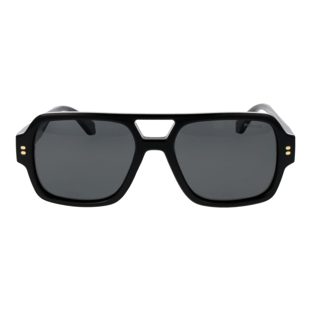Polaroid black polycarbonate sunglasses with sleek frame and dark lenses, stylish and durable for everyday wear.