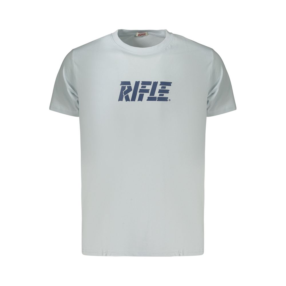 Light blue cotton men's T-shirt by Rifle with a classic fit, featuring a crew neckline and short sleeves.