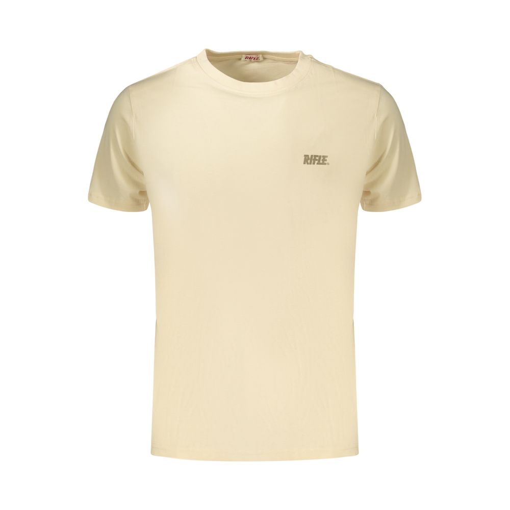 Beige cotton men's T-shirt by Rifle, showcasing a comfortable fit and classic crew neckline on a plain background.
