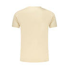 Beige cotton men's T-shirt by Rifle with a classic fit and crew neckline, displayed on a plain background.