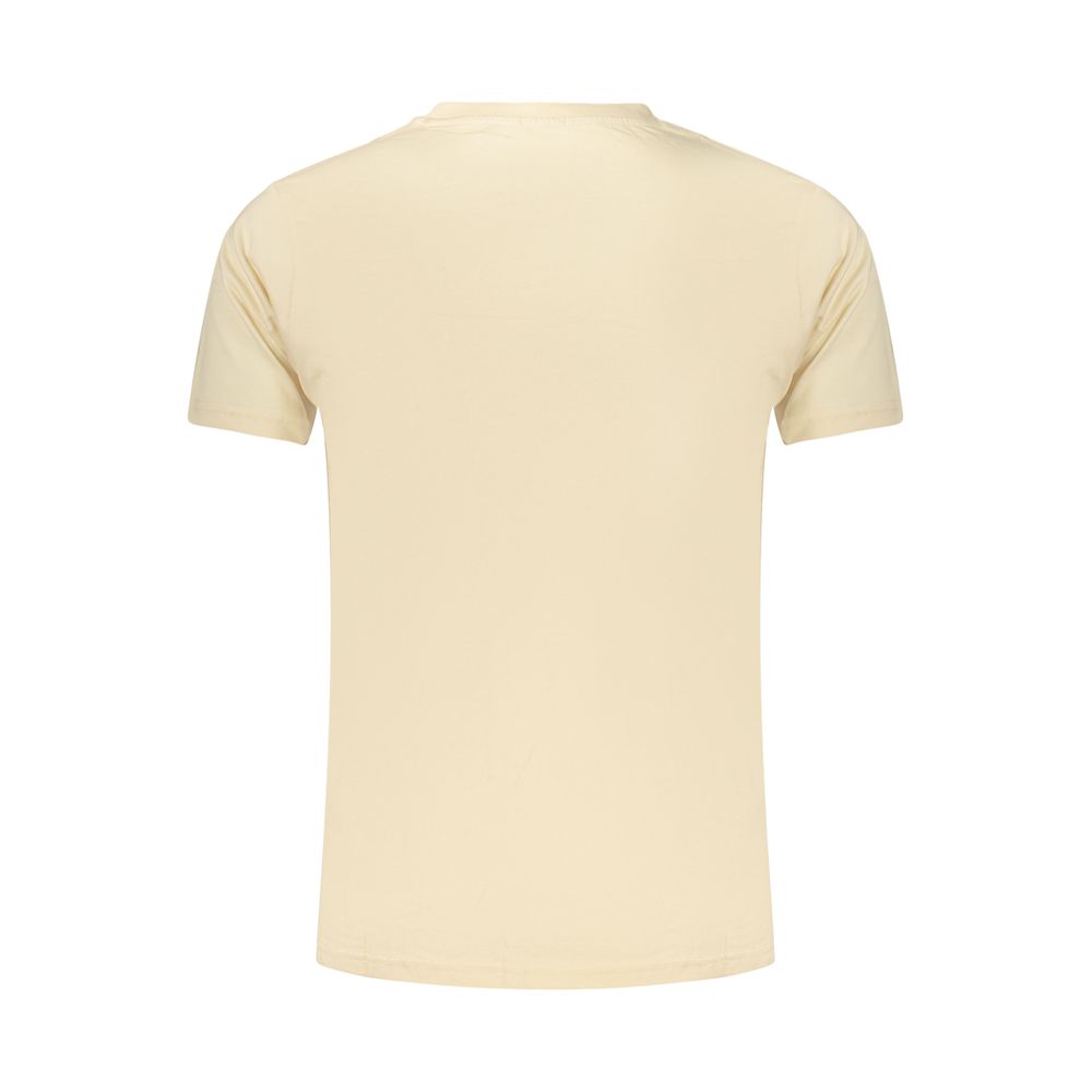 Beige cotton men's T-shirt by Rifle with a classic fit and crew neckline, displayed on a plain background.