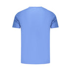 Blue cotton men's T-shirt by Rifle featuring a classic fit and short sleeves, displayed flat on a white background.