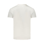 White cotton men's T-shirt by Rifle featuring a classic fit and crew neckline, displayed on a plain background.