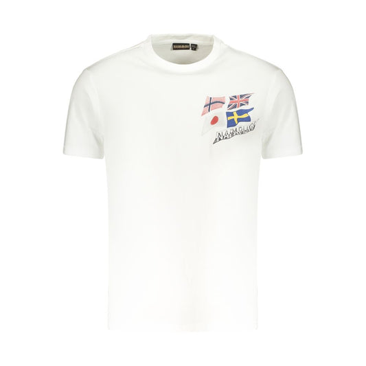 Napapijri White Cotton Mens T-Shirt Napapijri