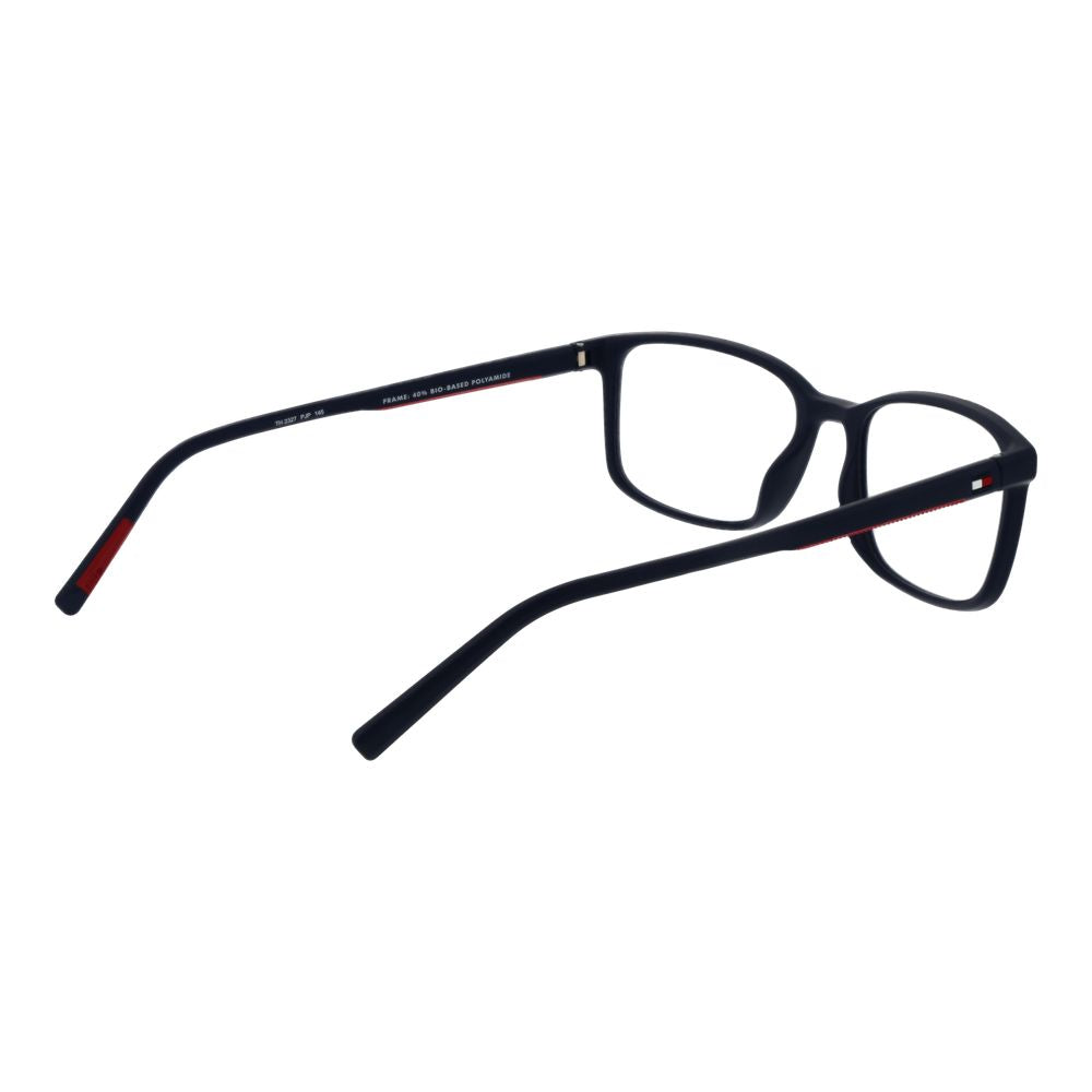 Tommy Hilfiger blue polyamide glasses frames with a sleek, modern design and clear lenses, showcasing stylish eyewear.
