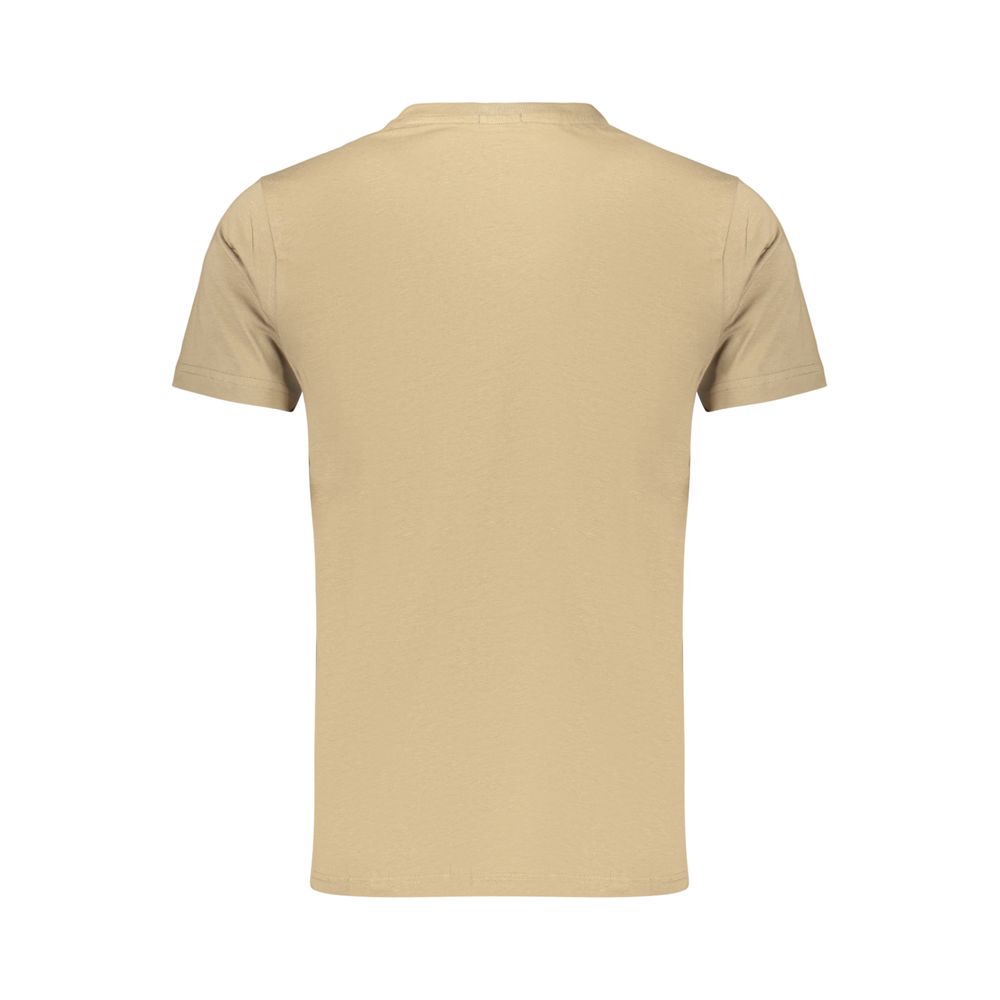 Brown cotton men's T-shirt by Rifle featuring a classic crew neck and comfortable fit.