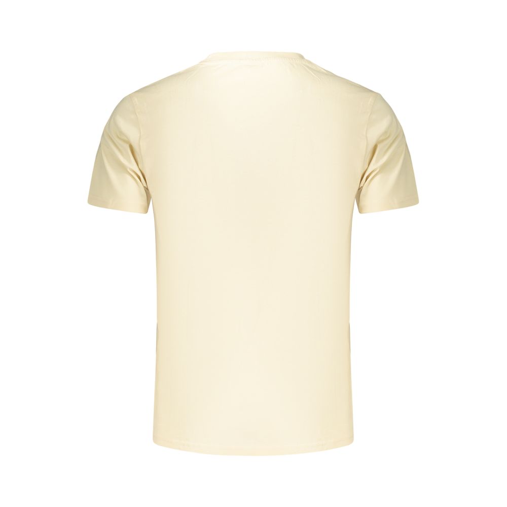 Beige cotton men's T-shirt from Rifle with a classic fit and short sleeves, laid flat on a plain background.