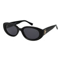 Tommy Hilfiger black acetate sunglasses with rounded frames and dark tinted lenses.