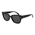 Polaroid black plastic sunglasses with sleek frame and tinted lenses, stylish eyewear for sun protection and fashion.