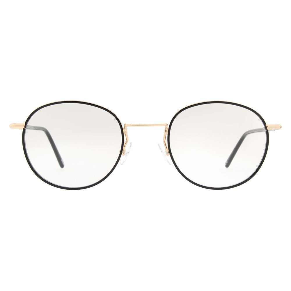 Andy Wolf black metal glasses frames with sleek, minimalist design and clear lenses, stylish eyewear for everyday wear.
