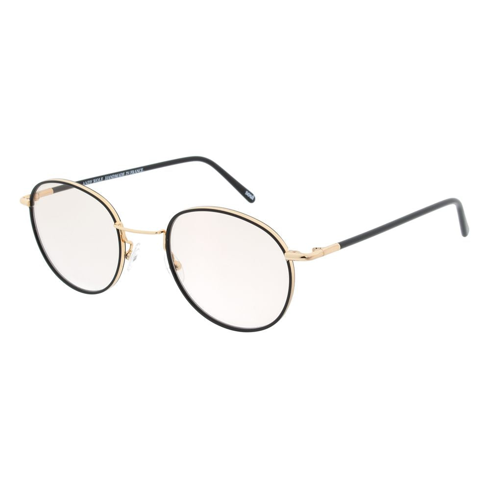 Andy Wolf black metal glasses frames with sleek, modern design and clear lenses for stylish eyewear.