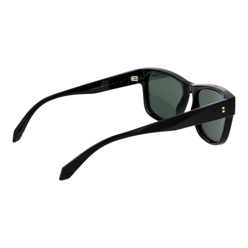 Polaroid black polycarbonate sunglasses with sleek frame and tinted lenses, designed for stylish sun protection