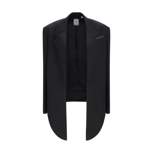 Calvin Klein Black Viscose Full-Length Jacket Calvin Klein