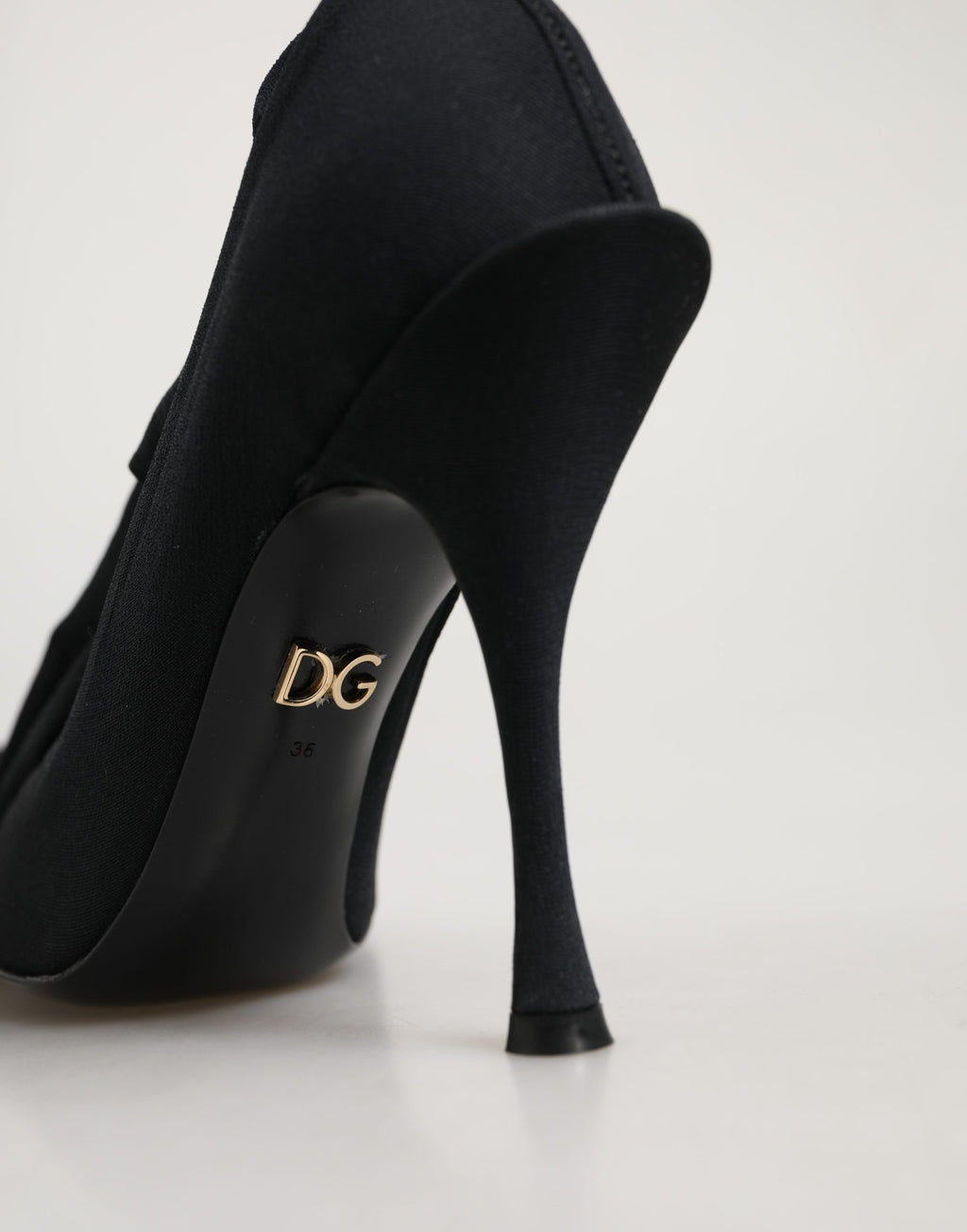 Dolce & Gabbana Black Stretch Socks Knee High Boots Shoes - Eljoys Fashion 