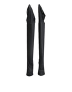 Dolce & Gabbana Black Stretch Socks Knee High Boots Shoes - Eljoys Fashion 