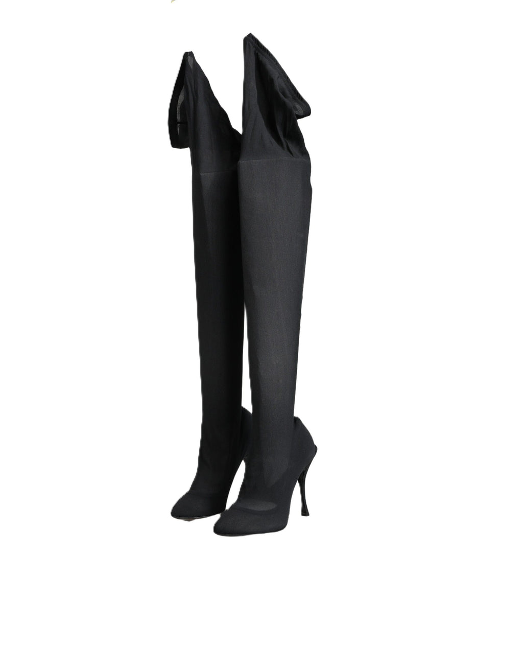 Dolce & Gabbana Black Stretch Socks Knee High Boots Shoes - Eljoys Fashion 