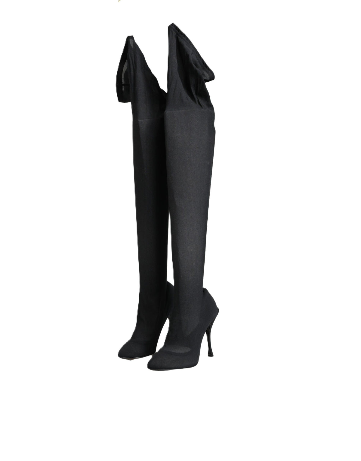 Dolce & Gabbana Black Stretch Socks Knee High Boots Shoes - Eljoys Fashion 