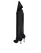 Dolce & Gabbana Black Stretch Socks Knee High Boots Shoes - Eljoys Fashion 