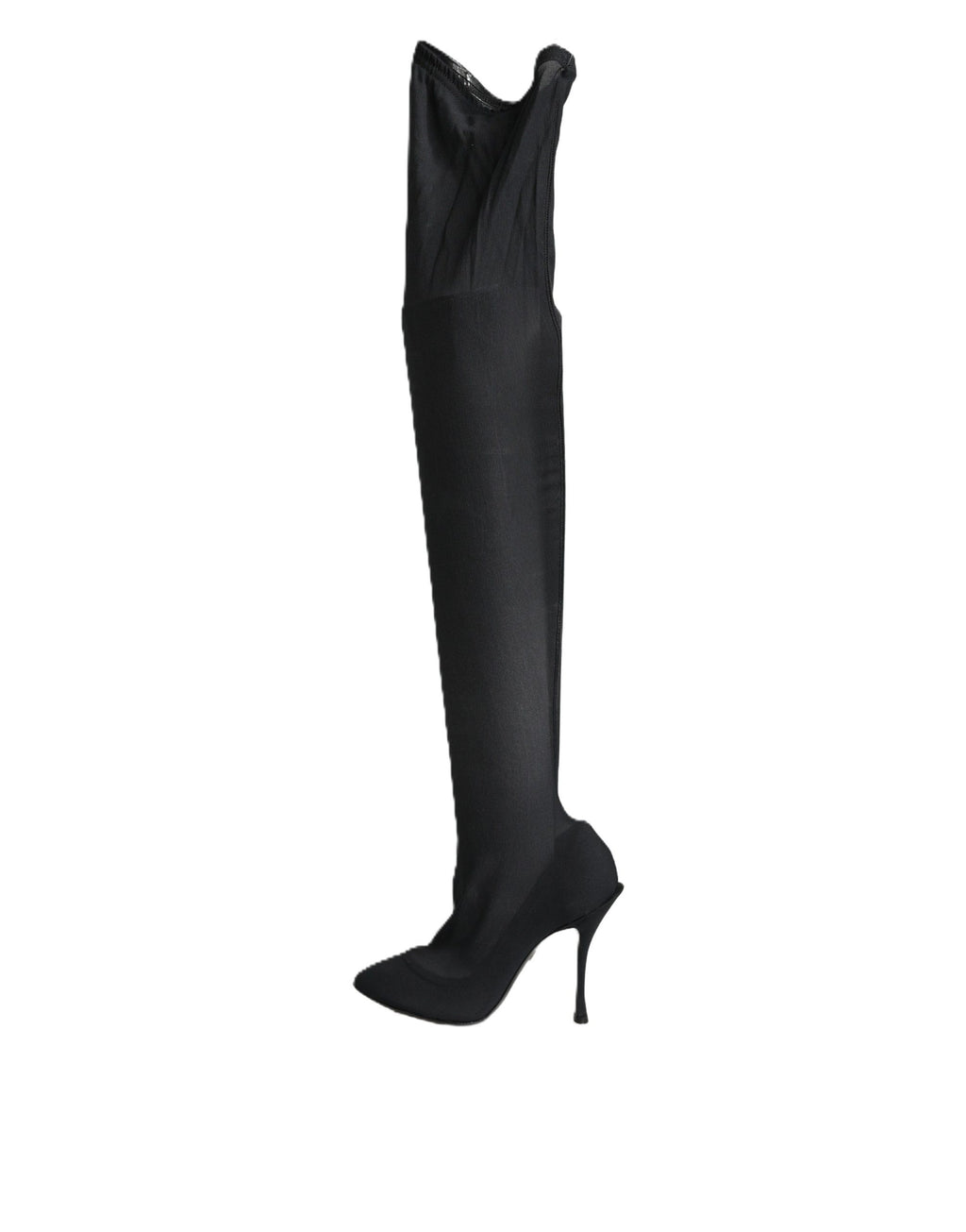 Dolce & Gabbana Black Stretch Socks Knee High Boots Shoes - Eljoys Fashion 