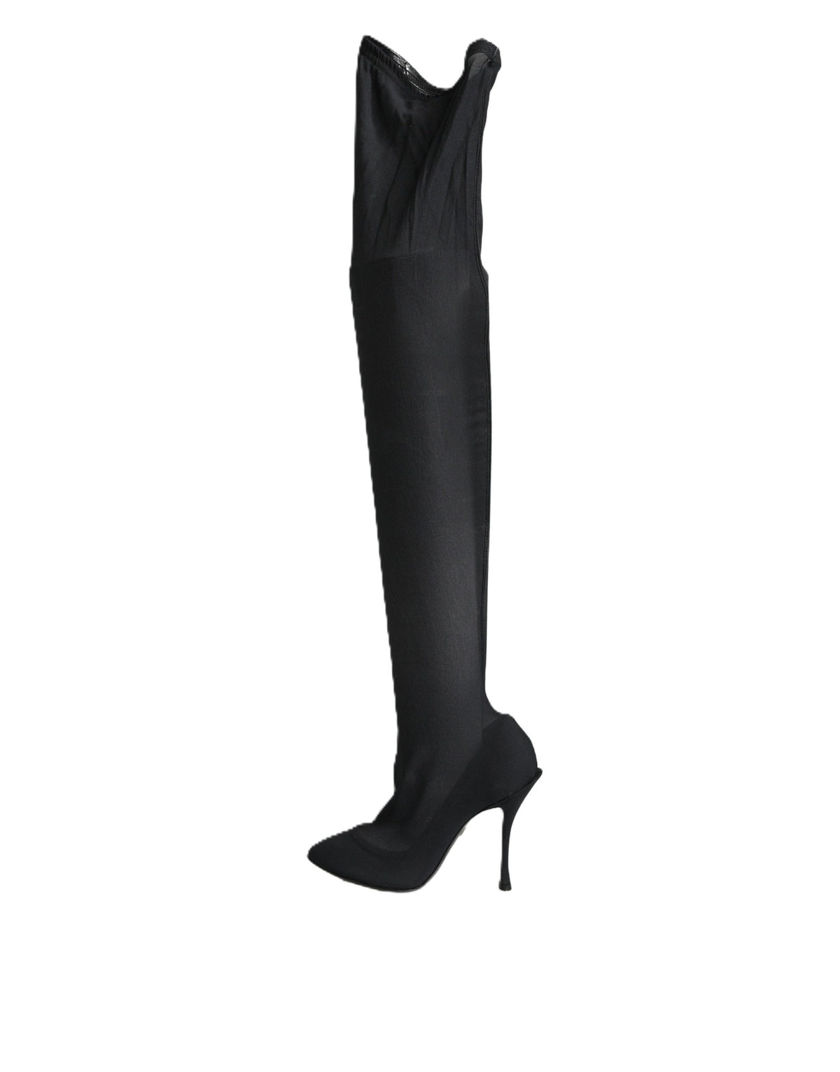Dolce & Gabbana Black Stretch Socks Knee High Boots Shoes - Eljoys Fashion 
