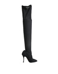 Dolce & Gabbana Black Stretch Socks Knee High Boots Shoes - Eljoys Fashion 