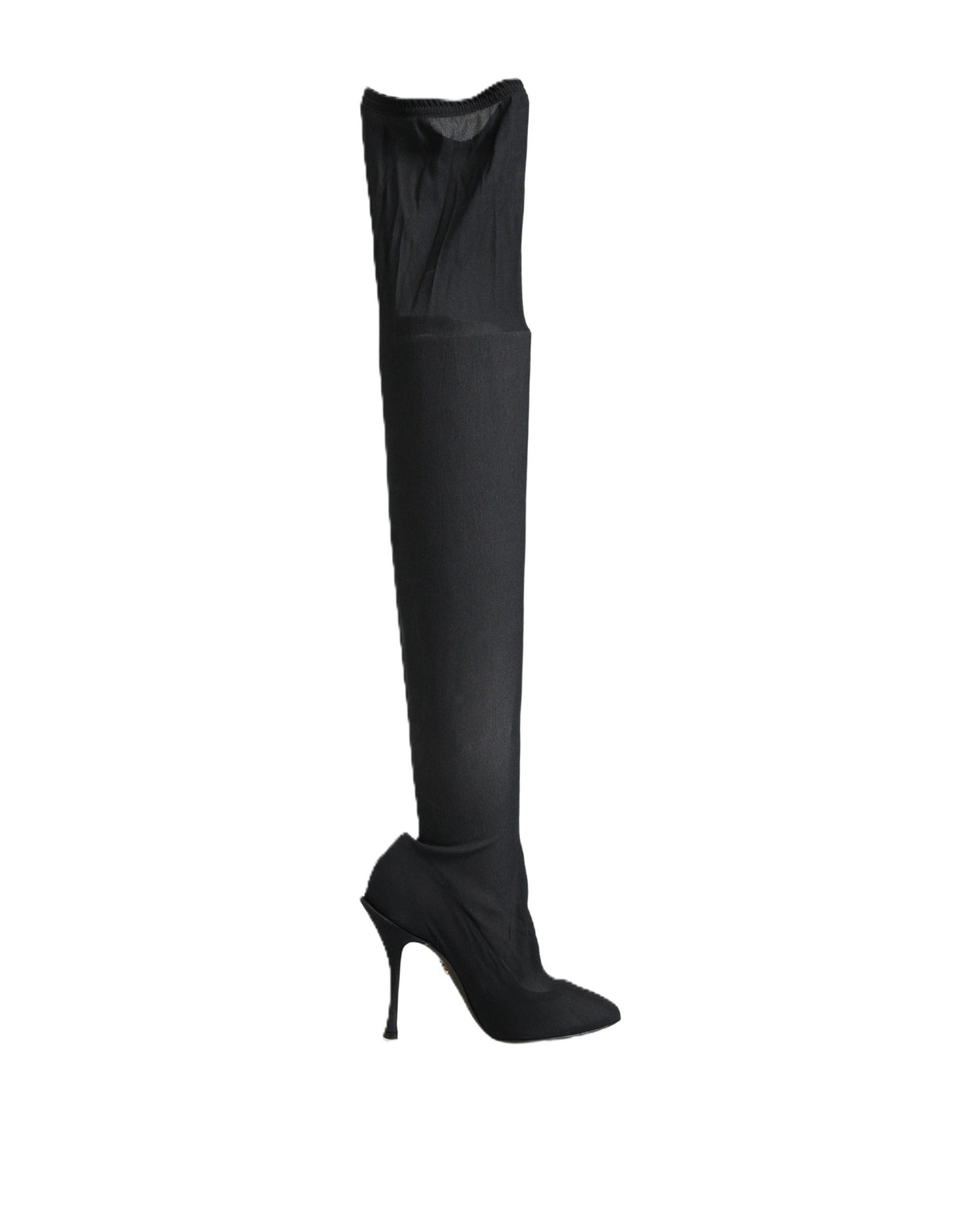 Dolce & Gabbana Black Stretch Socks Knee High Boots Shoes - Eljoys Fashion 