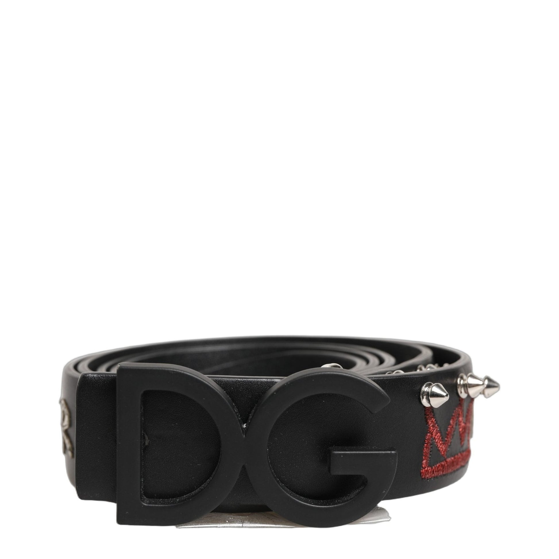 Dolce & Gabbana Black Leather Prince Crown Logo Buckle Belt