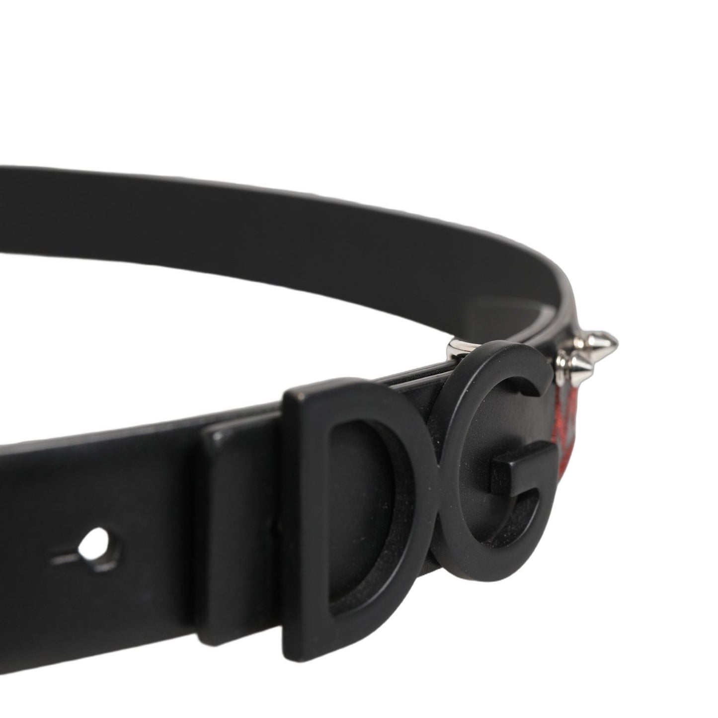 Dolce & Gabbana Black Leather Prince Crown Logo Buckle Belt
