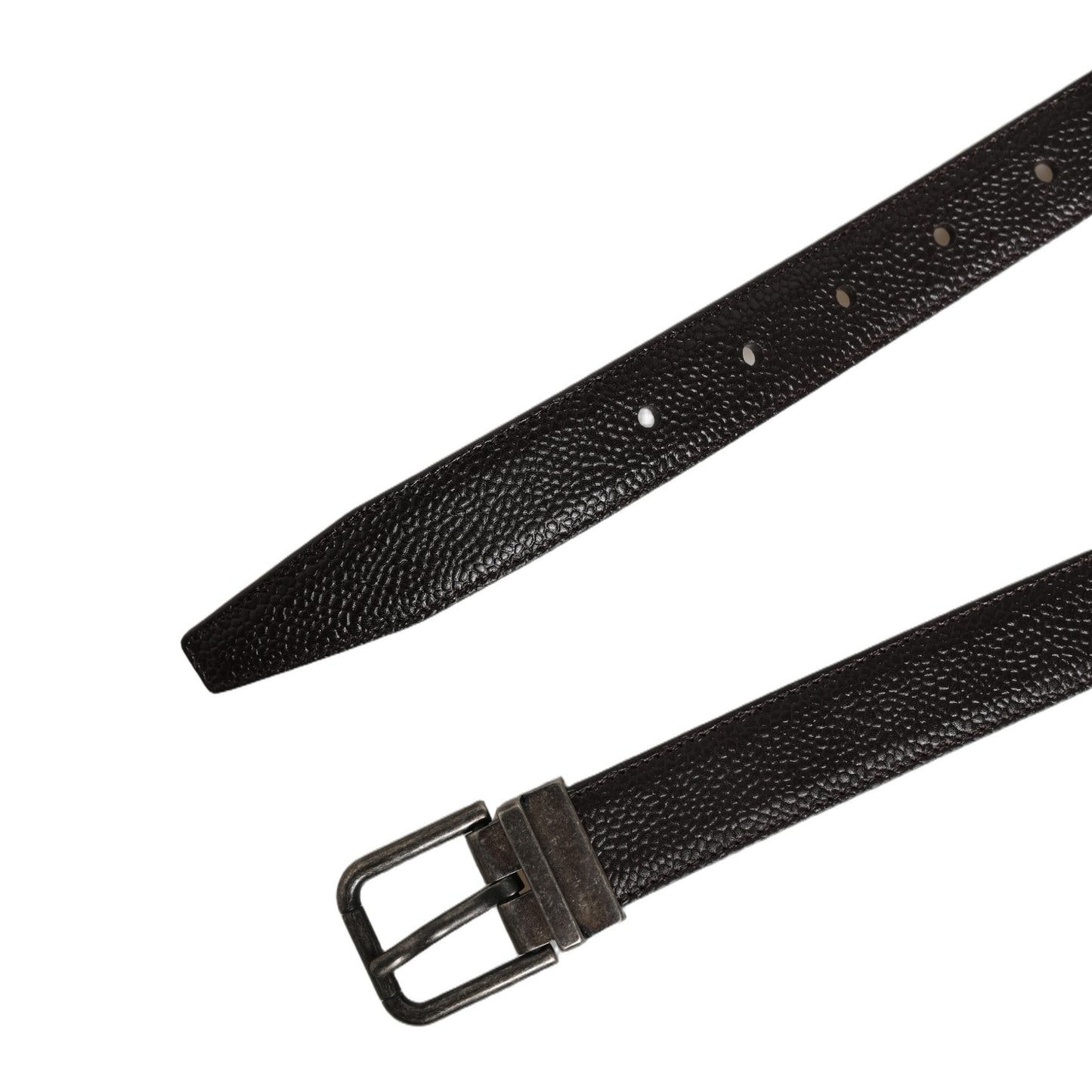 Dolce & Gabbana Brown Calf Leather Vintage Style Silver Buckle Belt