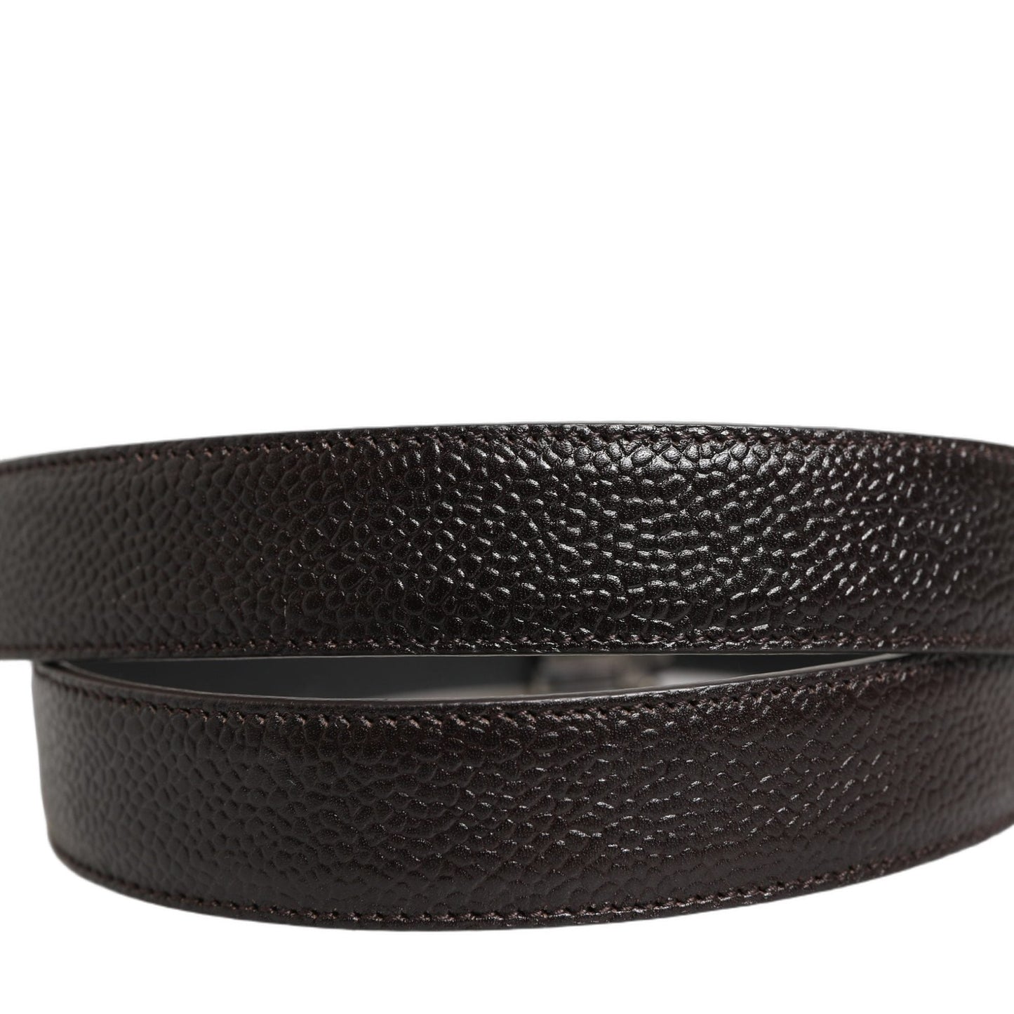 Dolce & Gabbana Brown Calf Leather Vintage Style Silver Buckle Belt