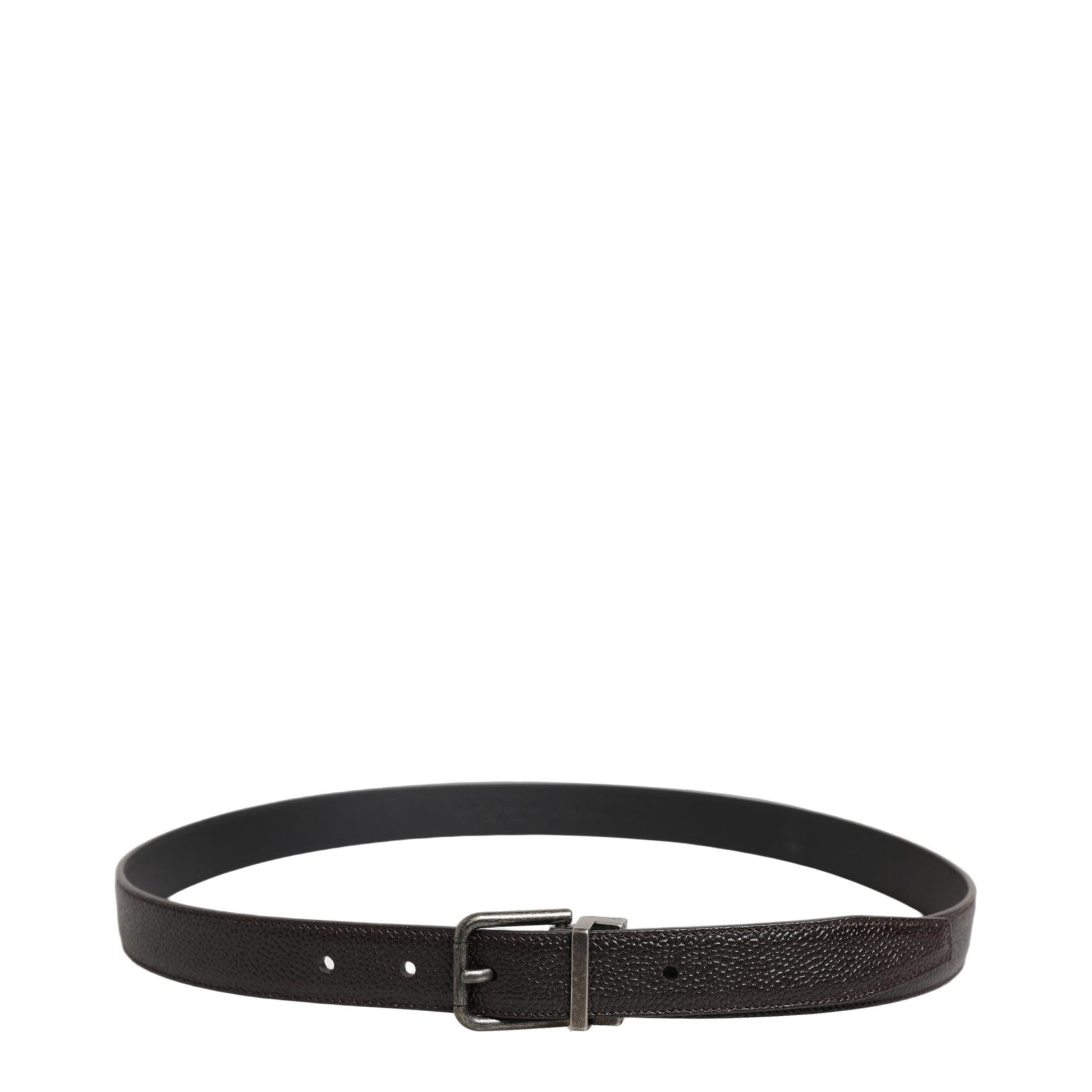 Dolce & Gabbana Brown Calf Leather Vintage Style Silver Buckle Belt