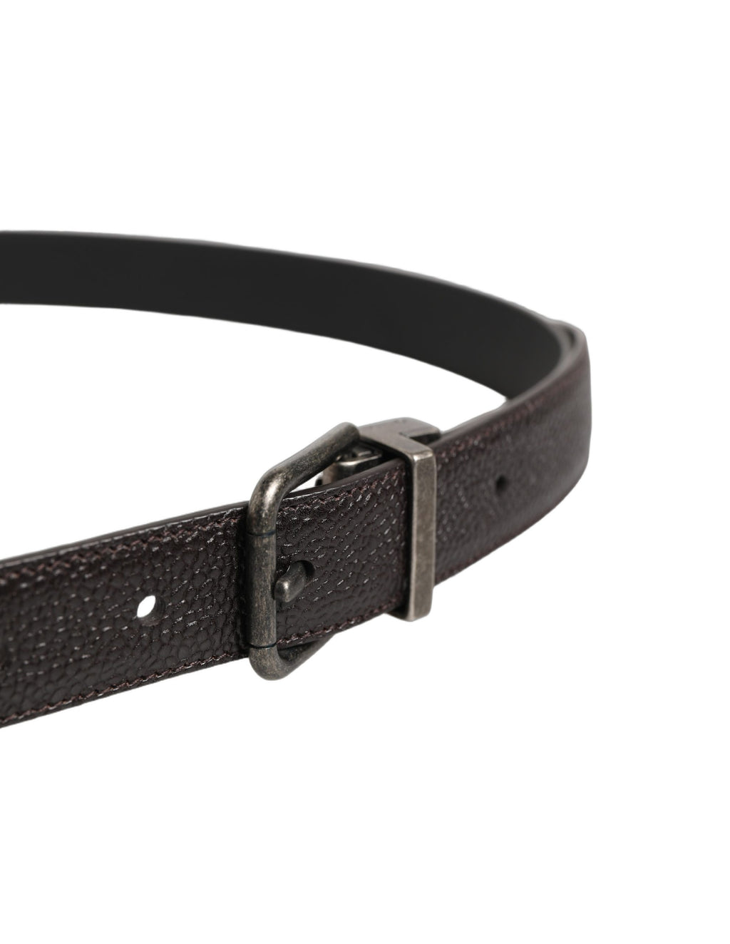 Dolce & Gabbana Brown Calf Leather Vintage Style Silver Buckle Belt - Eljoys Fashion 